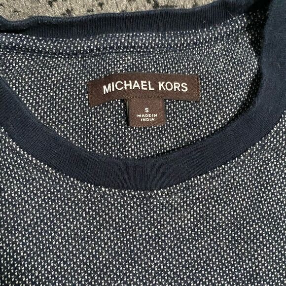 Michael Kors Mens Blue White Crewneck Pullover Sweater Cotton Size S small - Picture 2 of 3